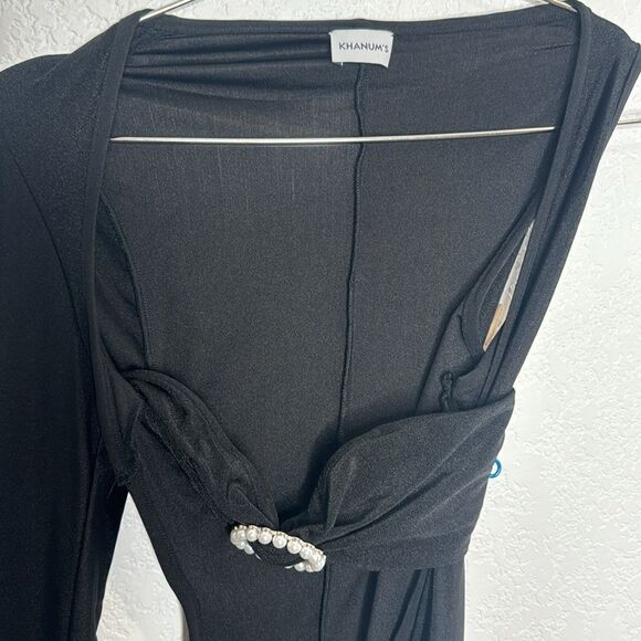 New Khanums Knur Pearl Trim Mini Dress in Black XS Revolve - Picture 4 of 16